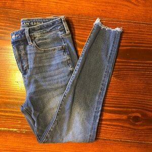 American Eagle Outfitters Blue Jeggings with Faded Detail
